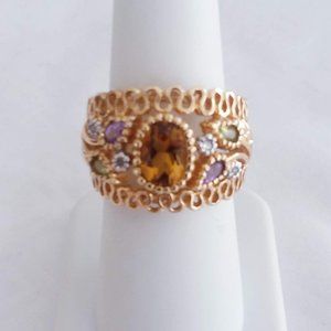 2.25 Carat Citrine & diamond Ring 14KYG 7.7 Grams